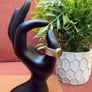 Silpada Sterling Silver Ring with Green Glass Stone